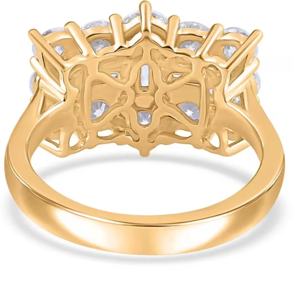 Moissanite Boat Ring in Vermeil Yellow Gold Over Sterling Silver